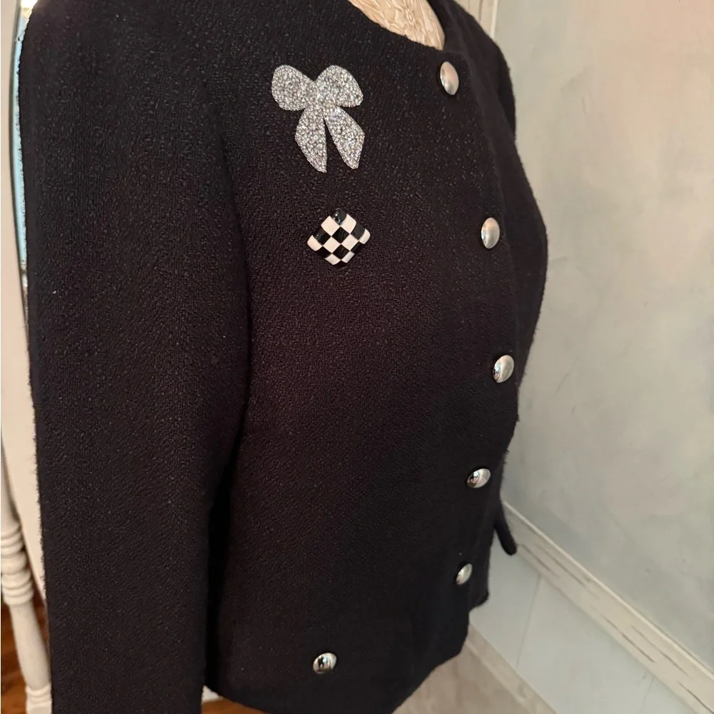 Anthropologie Black and Red Blazer with Heart Detail - Picture 11 of 12